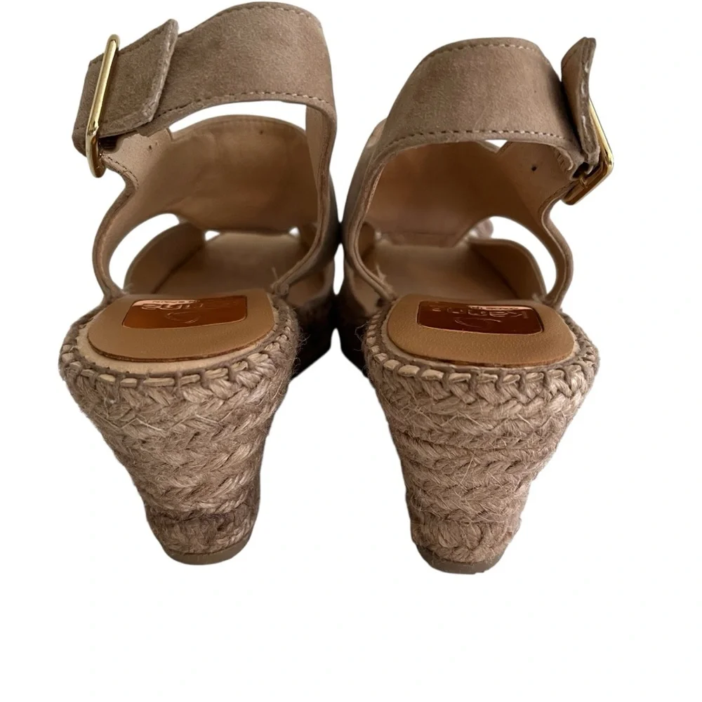 Kanna Tan Suede Wedge Sandals with Kiltie Tassel Detail 39(8.5) NEW - Picture 8 of 9